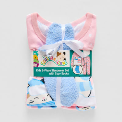 Little & Big Kid Girls Squishmallows Fleece Crew Neck Long Sleeve 3-pc. Pajama Sets
