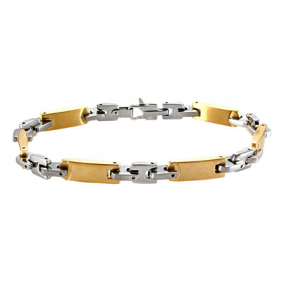 Mens Two-Tone Stainless Steel Link Bracelet