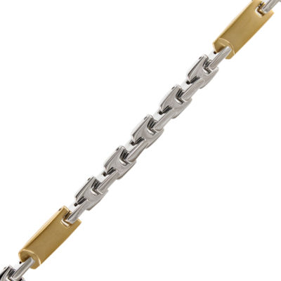 Mens Two-Tone Stainless Steel Link Bracelet