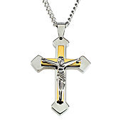 Mens two deals tone crucifix necklace