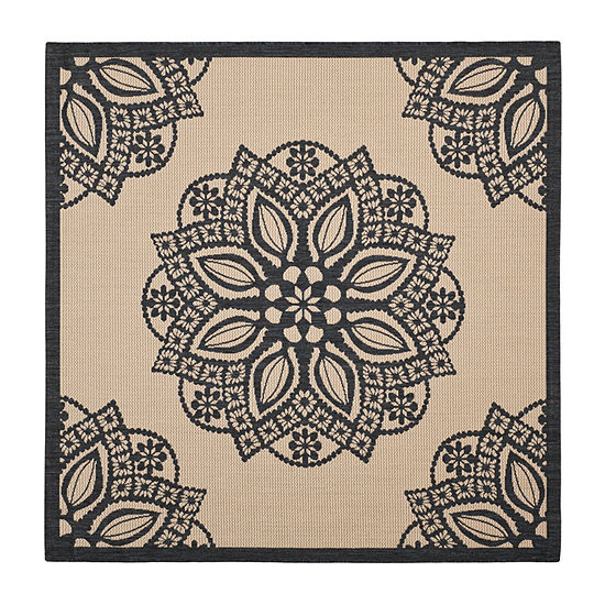 Safavieh Courtyard Collection Kimberly Oriental Indoor/Outdoor Square Area Rug