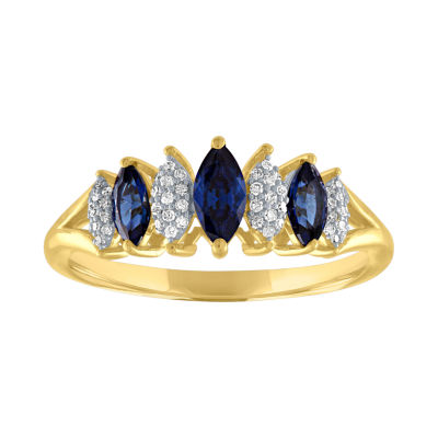 Womens 1/10 CT. T.W. Genuine Blue Sapphire 10K Gold Cocktail Ring