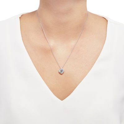 241 "Wear It Both Ways" Womens Lab Created White Sapphire Sterling Silver Pendant Necklace