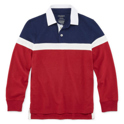 Arizona Little & Big Boys Long Sleeve Polo Shirt