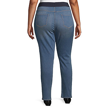 Terra & Sky Women's Plus Size Chop Pocket Straight Leg Jeans, 29” Inseam