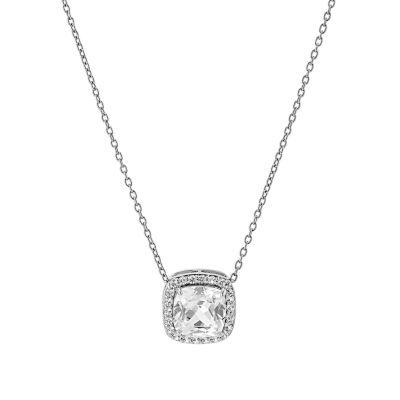 241 "Wear It Both Ways" Womens Lab Created White Sapphire Sterling Silver Pendant Necklace