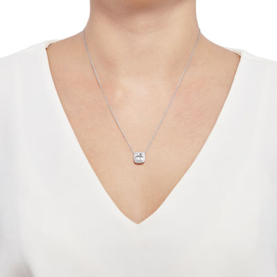 241 "Wear It Both Ways" Womens Lab Created White Sapphire Sterling Silver Pendant Necklace