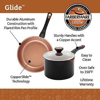 Farberware Glide Copper Ceramic 10-pc. Nonstick Cookware Set, Color: Black  - JCPenney