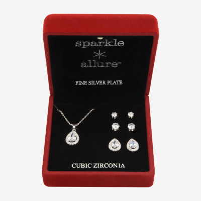 Sparkle Allure Light Up Box 4-pc. Cubic Zirconia Pure Silver Over Brass Jewelry Set