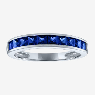 Womens Lab Created Blue Sapphire or Ruby Sterling Silver Stackable Ring