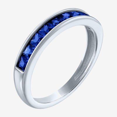 Womens Lab Created Blue Sapphire or Ruby Sterling Silver Stackable Ring