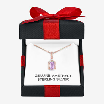Yes, Please! Womens Genuine Purple Amethyst 14K Rose Gold Over Silver Sterling Silver Pendant