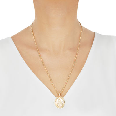 Mens 14K Gold Over Silver Oval 22 Inch Pendant Necklace