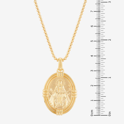 Mens 14K Gold Over Silver Oval 22 Inch Pendant Necklace