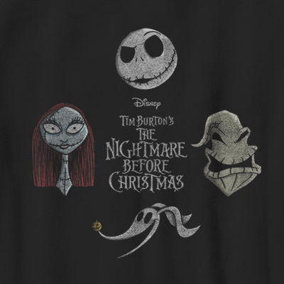 Disney Collection Little & Big Boys Crew Neck Short Sleeve Nightmare Before Christmas Graphic T-Shirt