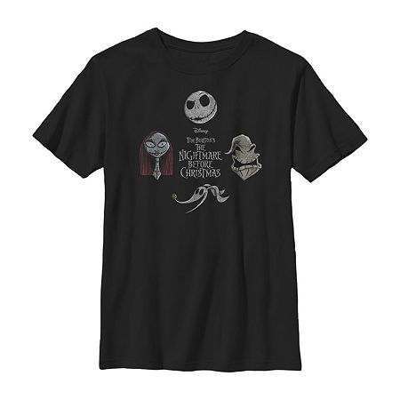 Disney Collection Little & Big Boys Crew Neck Short Sleeve Nightmare Before Christmas Graphic T-Shirt, X-large, Black