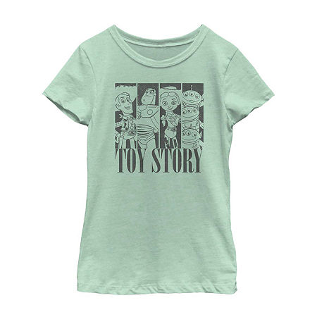 Disney Collection Little & Big Girls Crew Neck Short Sleeve Toy Story Graphic T-Shirt, X-small, Green