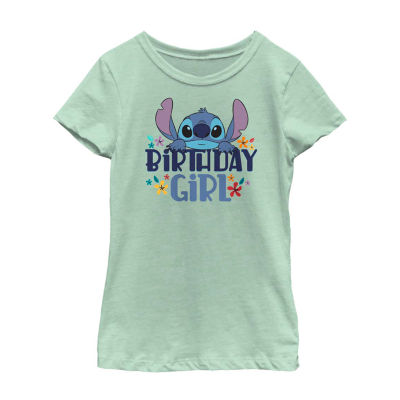Disney Collection Little & Big Girls Crew Neck Short Sleeve Stitch Graphic T-Shirt