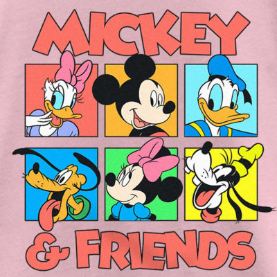 Disney Collection Little & Big Girls Crew Neck Short Sleeve Mickey and Friends Graphic T-Shirt