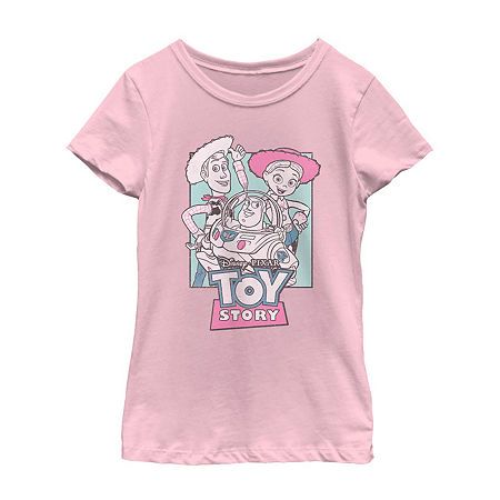 Disney Collection Little & Big Girls Crew Neck Short Sleeve Toy Story Graphic T-Shirt, X-small, Pink