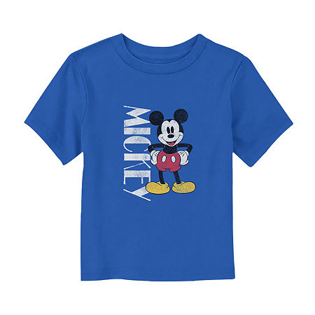 Disney Collection Toddler Boys Crew Neck Short Sleeve Mickey Mouse Graphic T-Shirt, 2t, Blue