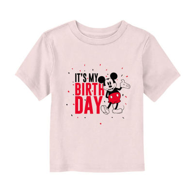 Disney Collection Toddler Girls Crew Neck Short Sleeve Mickey Mouse Graphic T-Shirt