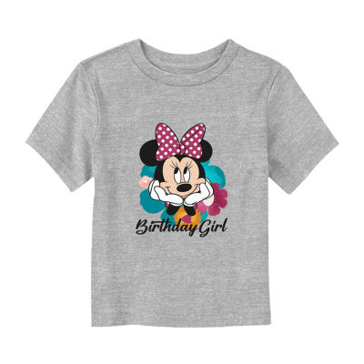 Disney Collection Toddler Girls Crew Neck Short Sleeve Minnie Mouse Graphic T-Shirt