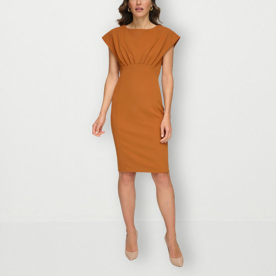 Marc New York Short Sleeve Sheath Dress, Color: Almond - JCPenney