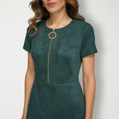 calvin klein faux suede a line dress