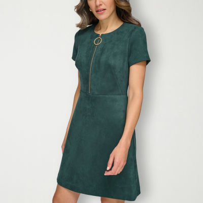calvin klein faux suede a line dress