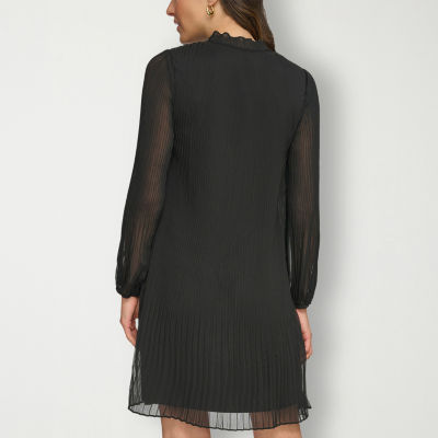 Marc New York Tie-Neck Long Sleeve Fit + Flare Dress