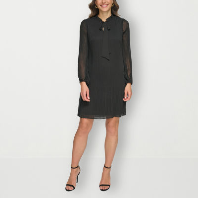 Marc New York Tie-Neck Long Sleeve Fit + Flare Dress