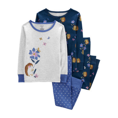 Carters - 4pc-Set - Bird Print Snug Fit Cotton Pyjama