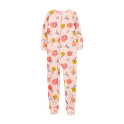 Carter's Fleece Little & Big Girls Crew Neck Fleece Long Sleeve Footed Pajamas JCPenney