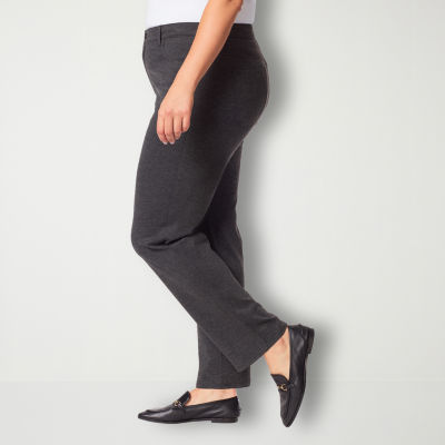 Gloria Vanderbilt® Plus Womens High Rise Straight Leg Flat Front Ponte Pant
