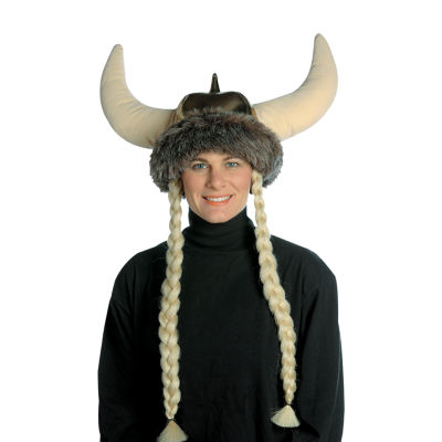 Adult Space Viking Hat With Braids Costume Accessory