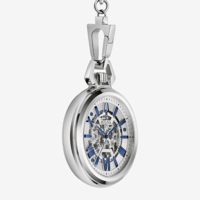 Bulova Classic Mens Automatic Silver Tone Stainless Steel Pocket Watch 96a304
