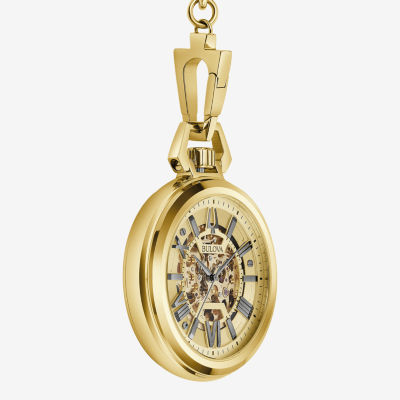Bulova Classic Mens Automatic Gold Tone Stainless Steel Pocket Watch 97a178