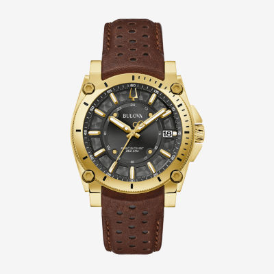Bulova Luxury  Icon Mens Brown Leather Strap Watch 97b216