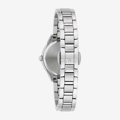 Bulova Classic Sutton Womens Diamond Accent Silver Tone Stainless Steel Bracelet Watch 96r253