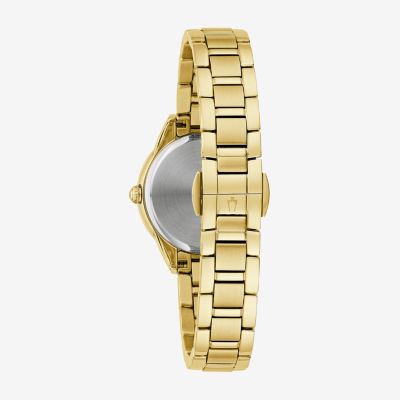 Bulova Classic Sutton Womens Diamond Accent Gold Tone Stainless Steel Bracelet Watch 98r297