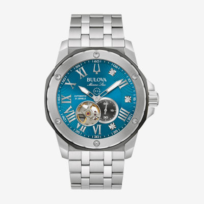 Bulova Modern Marc Anthony Mens Automatic Diamond Accent Silver Tone Stainless Steel Bracelet Watch 98d184