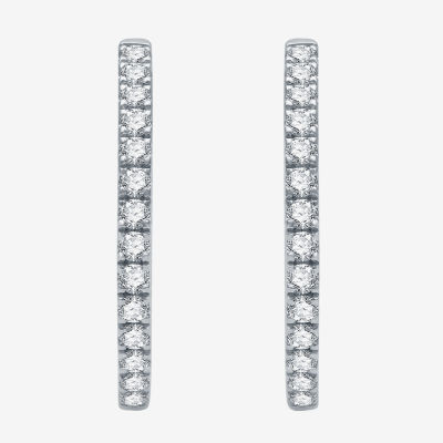 (H-I / I1) 1 CT. T.W. Lab Grown Diamond 10K or 14K Gold 23.1mm Hoop Earrings