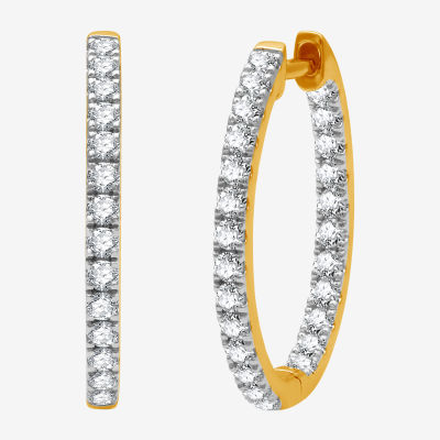 (H-I / I1) 1 CT. T.W. Lab Grown Diamond 10K or 14K White or Yellow Gold 23.1mm Hoop Earrings