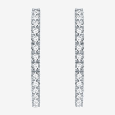 (H-I / I1) 3 CT. T.W. Lab Grown Diamond 10K or 14K White Yellow Gold 30.9mm Hoop Earrings