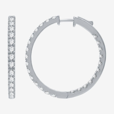 (H-I / I1) 3 CT. T.W. Lab Grown Diamond 10K or 14K Gold 30.9mm Hoop Earrings