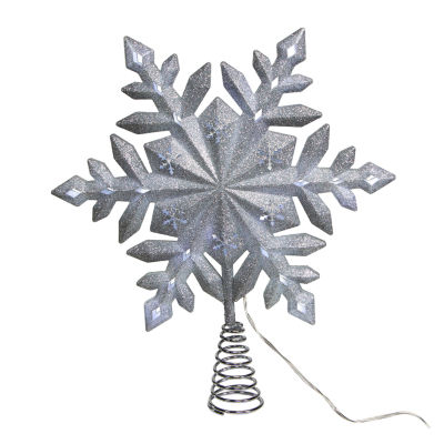 Kurt Adler 13in Led Glittered Snowflake Christmas Tree Topper