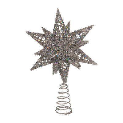 Kurt Adler 13in Silver Glittered Snowflake Christmas Tree Topper