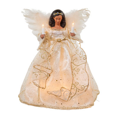 Kurt Adler 12-In Ul 10 Light Ivory And Gold Angel Christmas Tree Topper