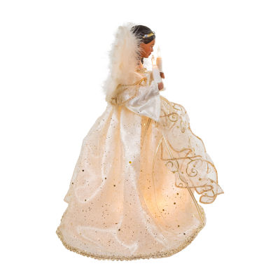 Kurt Adler 12-In Ul 10 Light Ivory And Gold Angel Christmas Tree Topper